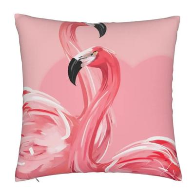 Flamingo Love Valentine's Day Pillowcase Printed Polyester Cushion Cover Decorations Throw Pillow Case Cover Home Zipper ''