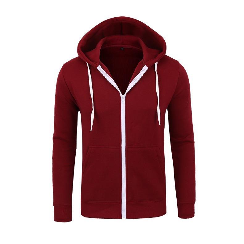 Men's 2024 Fashion Trend Casual Zip-Up Hoodie Jacket - Solid Color Cardigan Sweatshirt