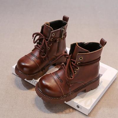 Botas Cortas 2024 para Niñas Otoño Invierno Nueva Moda Estilo Coreano Suela Gruesa Suave Antideslizantes Versátiles Zapatos de Cuero