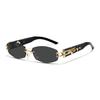 Retro frameless rectangular metal avant-garde fashionable sunglasses pentagram YK technology cool sunglasses