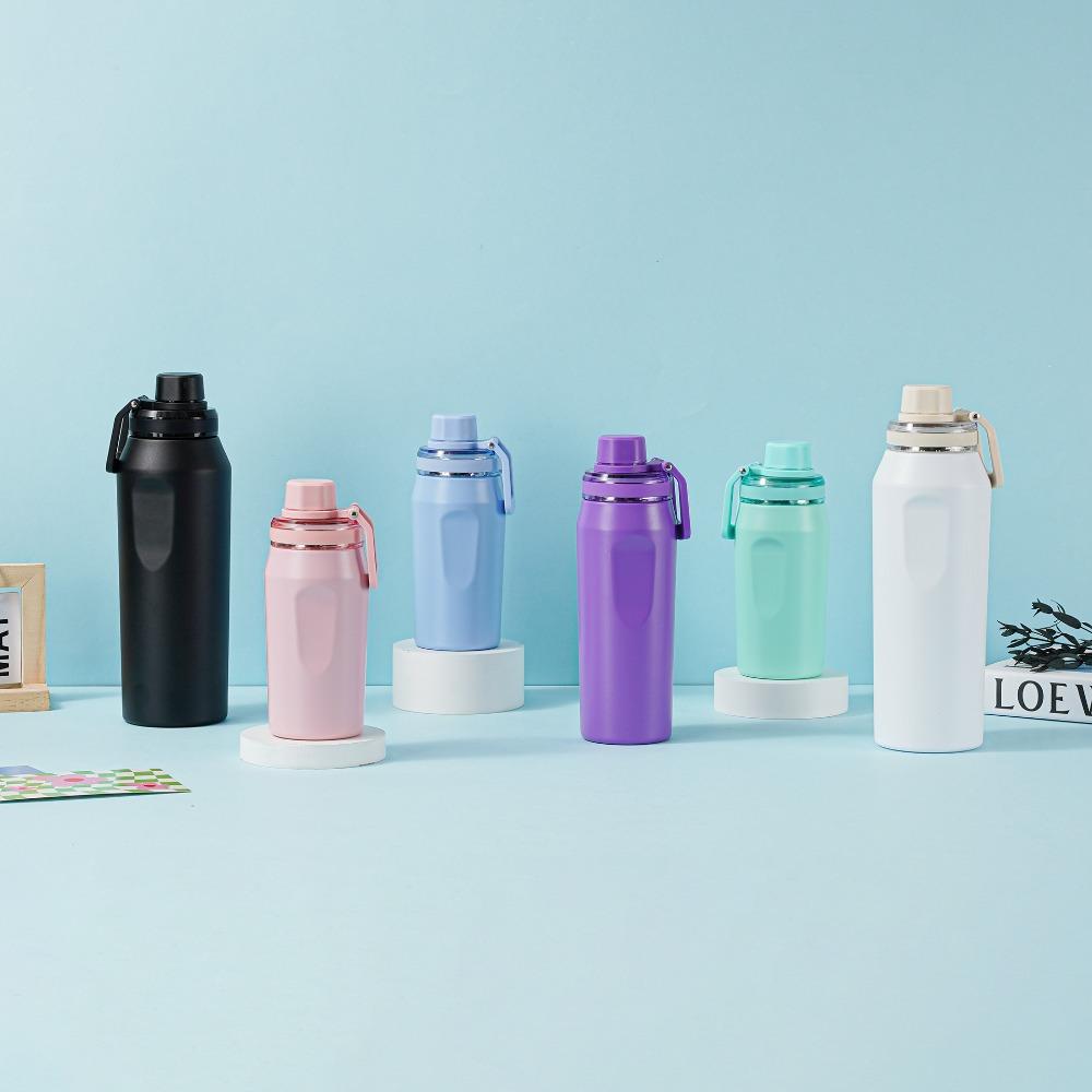 450-1000ml 304 Stainless Steel Sports Water Bottle, Large Capacity Vacuum Insulated Flask with Carry Handle for Hiking Gym