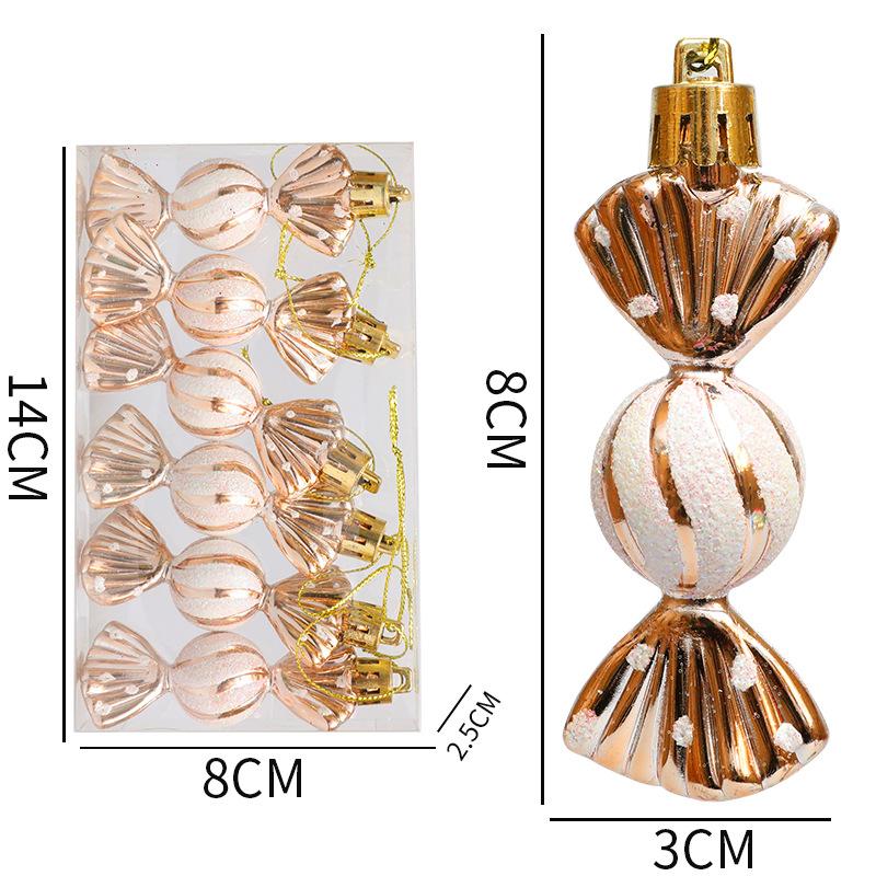 6pc Christmas tree pendants, colorful small round candies, Christmas decoration gift boxes, electroplated candy props,window display counter ornaments