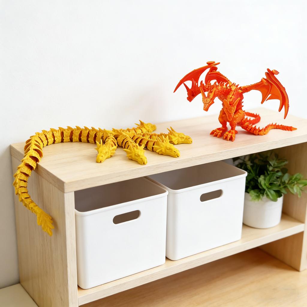 3D printed five headed dragon+three headed dragon combination statue model home decoration Easter gift creative trendy figurine