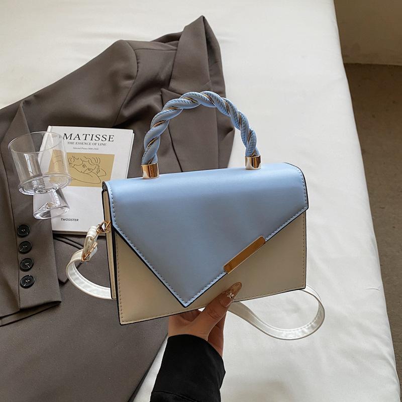 Fashion Texture Color Matching New 2025 Contrasting Color Spring Casual Simple Messenger Metal Portable Small Square Bag Woman