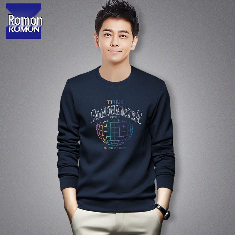 

Мужской хлопковый свитшот с круглым вырезом Romon - Осень/Зима, Красивый принт, Большой размер, Универсальный топ 3XL 85-92.5 kg