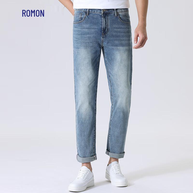 ROMON Men s 95% Combed Cotton Stretch Straight Jeans 38
