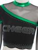 Dames Cheerleading Kostymesett Langermet Rhinestone Crop Top Matchende Danseskjørt Ytelsesantrekk