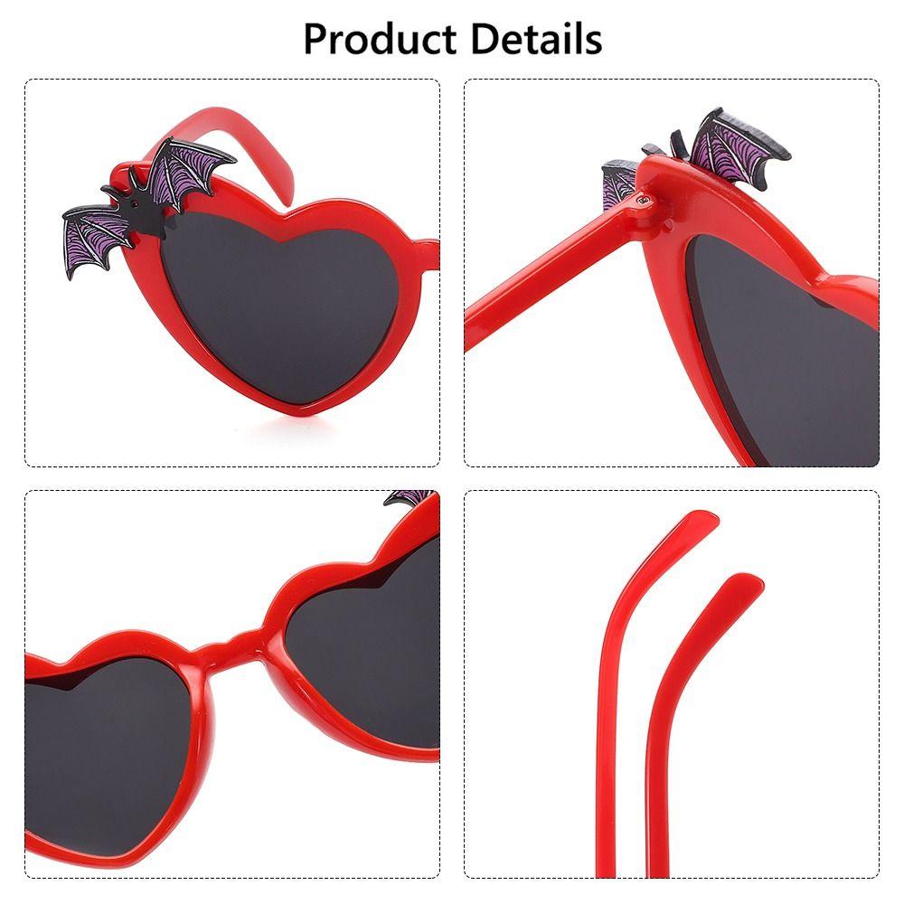 Disco Party Decoration Heart Sun Glasses Bat Wings Decor Halloween Costume Eyewear  for Women