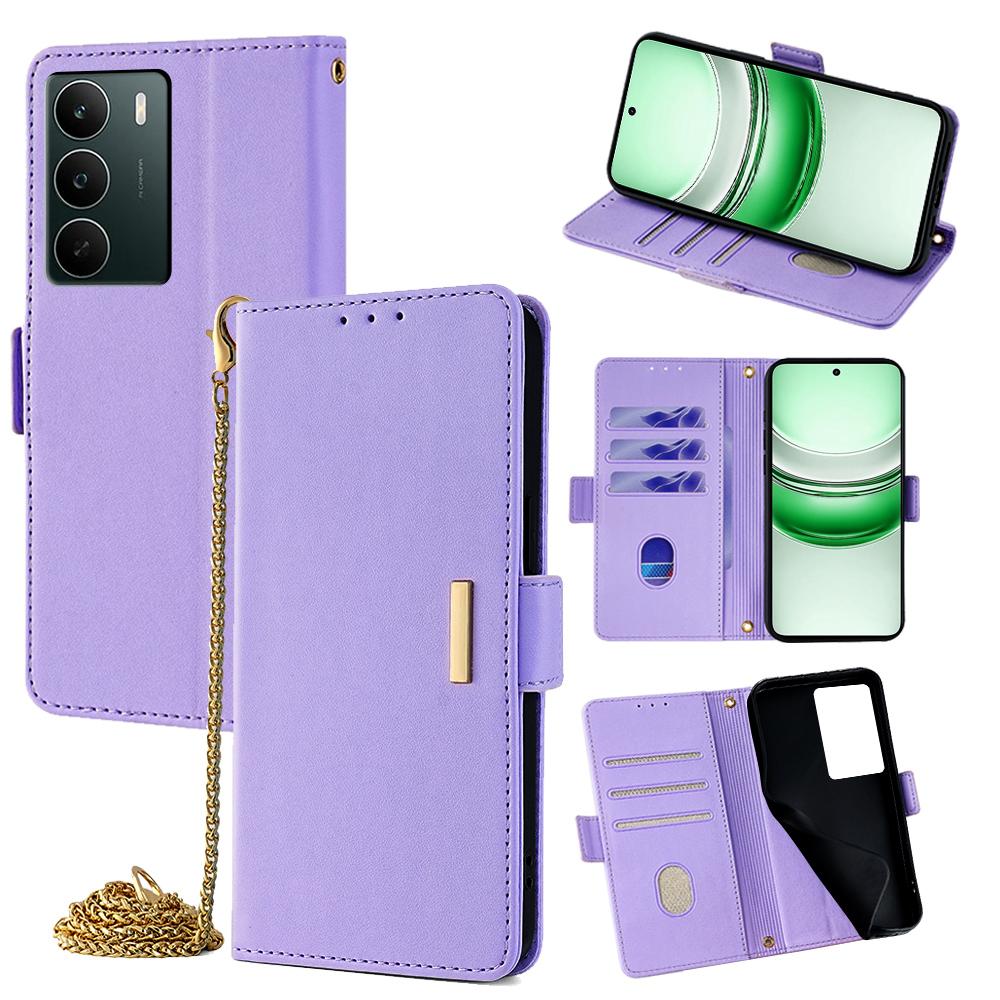 For Realme C71 4G Case PU Leather Wallet Stand Phone Cover with Crossbody Shoulder Strap