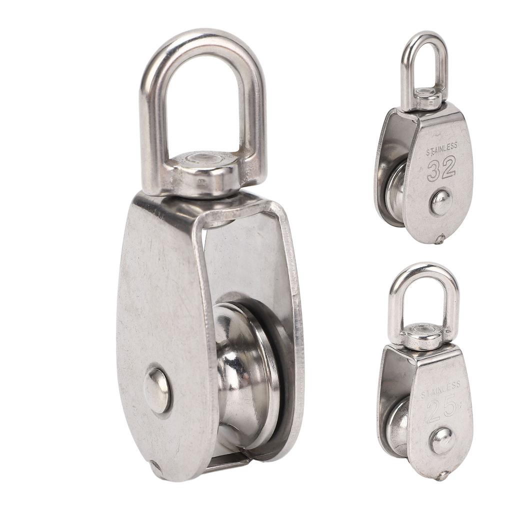 Marine Pulley Stainless Steel Lifting Single Pulley Block Wire Rope Hanging Towing Wheel for Sailboa