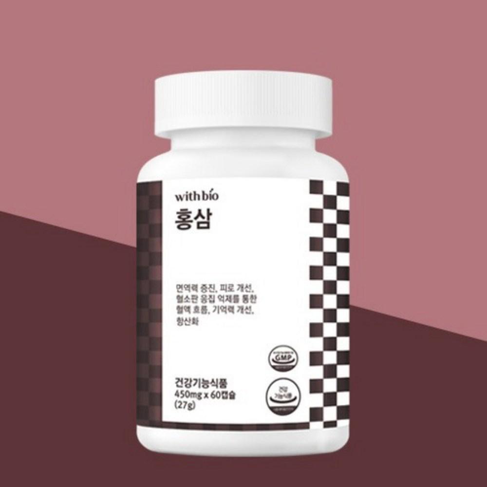 WithBio Value Pack Red Ginseng 450mg 60 Capsules Immune System Boost, Fatigue Relief, Vitality, Memory Improvement, Antioxidant 1 Pcs