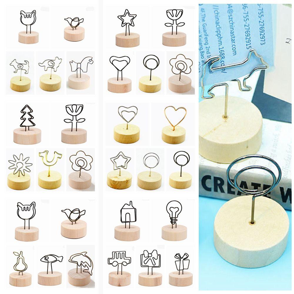 Ornament Heimdekoration Foto-Clips Runde Holzbasis Bildhalter Rahmen Nachrichtenpapier-Halter