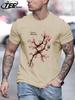 Beautiful Cherry Blossoms Printing Retro TShirt Mens Loose Cotton Tee Shirts Trendy Summer Clothing Unisex AllMatch Streetwear
