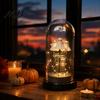Cute Spooky Desk Decor Halloween Decorations, 3 Mini Light Up Ghost In Cloche, Night with Indoor Display Ornament Warm LED Lights, for Home