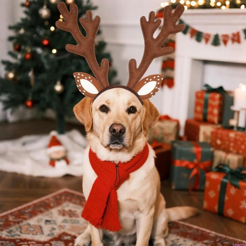 Regulable Reindeers Antlers Headbands For Dog Cats Soft Fabric Christmas Pet Costume Accessory Holiday Photo Props