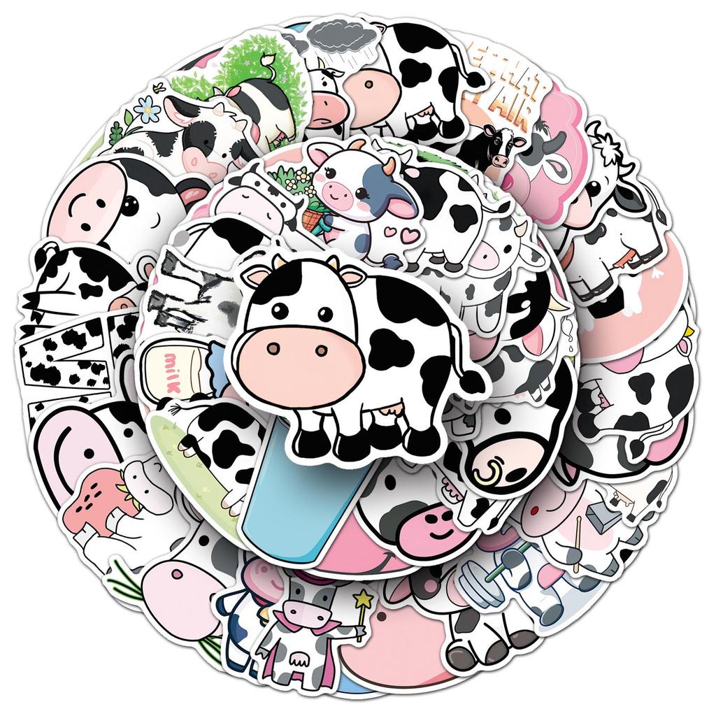 50 HD Cartoon Cow Stickers: Waterproof, Exquisite, Ideal for Notebooks and Luggage