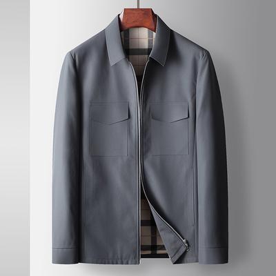 Men's Jacket Spring and Autumn Lapel Zipper Version Tooling Jacket Middle-aged and Young Light Luxury Business Casual Jacket