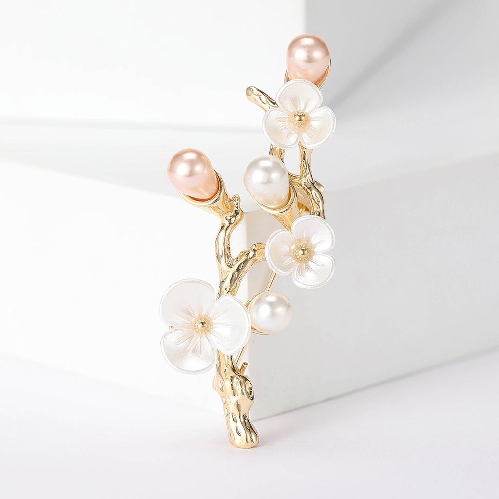 Süße Mode Temperament Perle Pfirsich Blossom Brosche Vielseitig Kleidung Zubehör Kragen Pin Fabrik
