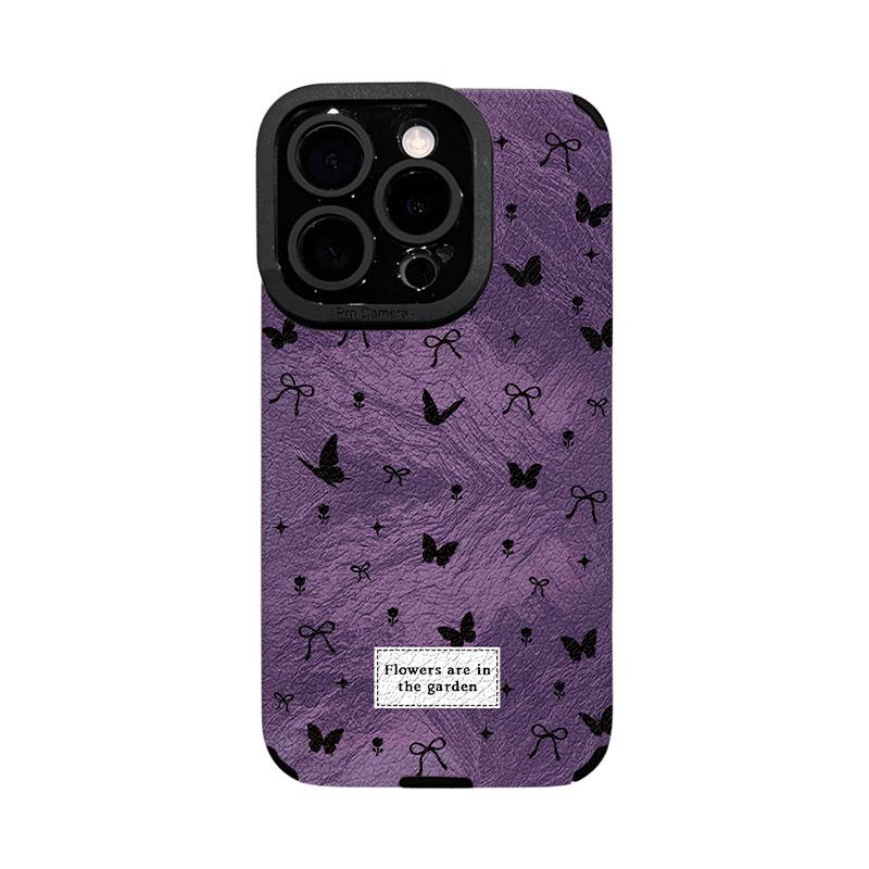Dark Purple Butterfly Chain Is Suitable for Apple 17promax Mobile Phone Case iPhone15 Soft Silicone 16 Sticker 14 Huawei