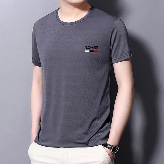 Letní Ice Silk Vysoce elastické Pánské sportovní a neformální tričko Pohodlné Prodyšné Rychleschnoucí Top