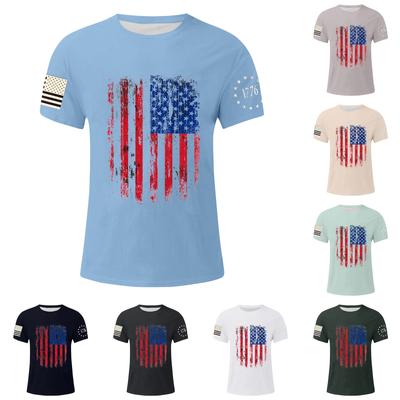 Men's Independence Day Printed T-Shirt Men O Neck Loose Casual Short Sleeve Top