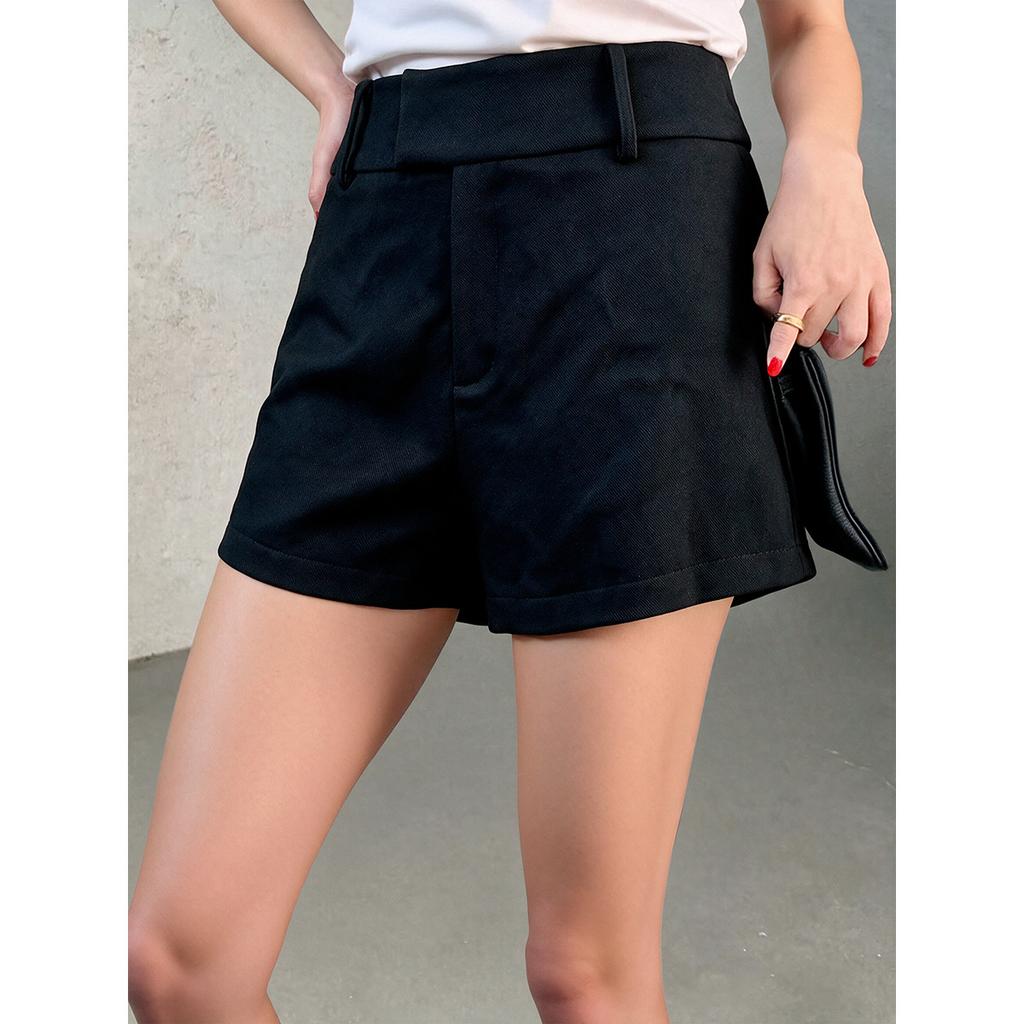 High-waisted Suit-style Short Pants for Women - Simple Straight A-line Short Pants That Slim The Figure and Are Versatile for Daily Wear.
