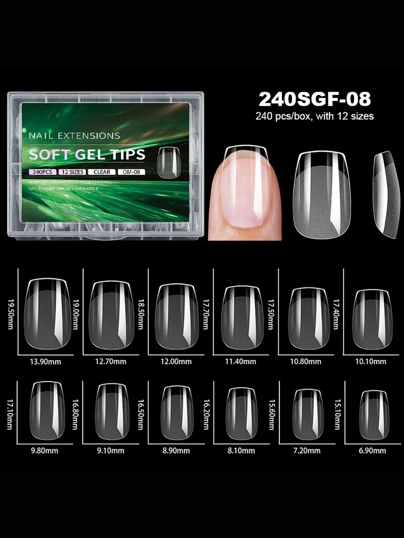 

Роскошные типсы для накладных ногтей Мягкий гель Кончик пальца Полуматовые капсулы Квадратные Французские Гроб Полное покрытие Искусственные Накладные Ногти Наращивание белый