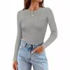 Autumn Winter Fashion Casual Round Neck Solid Color Long Sleeved Top for Women