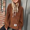 Fleece Women Sherpa Sweater Teddy Pullover Half Zipper Lambswool Fleece Tops Female Warm Coat Sweaters White Brown Hoodies