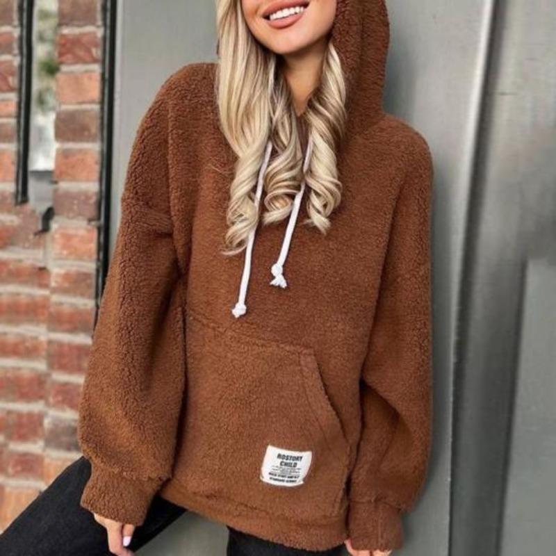 Fleece Women Sherpa Sweater Teddy Pullover Half Zipper Lambswool Fleece Tops Female Warm Coat Sweaters White Brown Hoodies