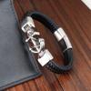 Luxury Stainless Steel Leather Bracelet for Men Gothic Anchor Hand Bangle Designer Jewelry Knitting Style