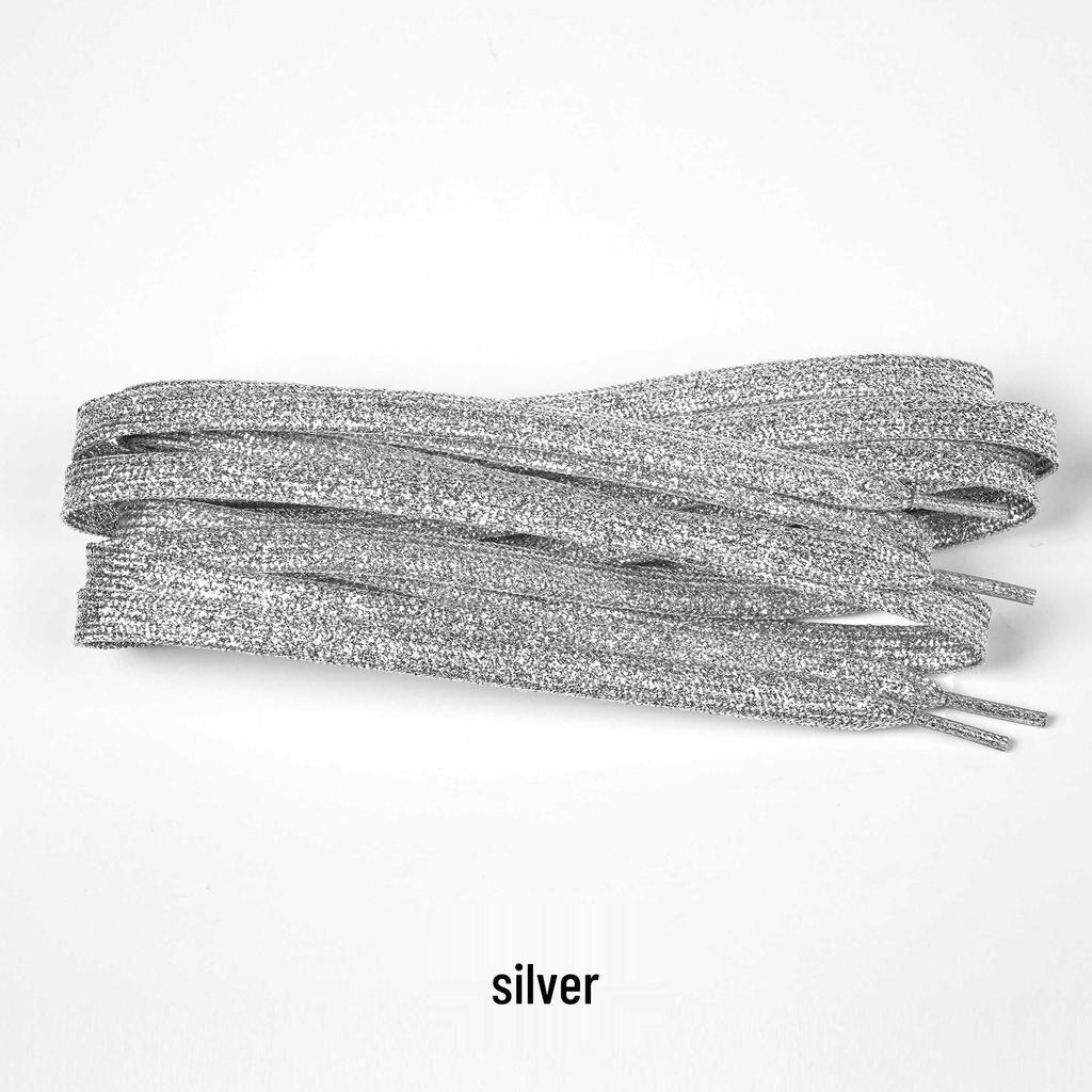 Pearlescent Gold & Silver Thread Shoelaces: Vibrant Double-Layer Flat Cords for Board, Sports, and Dance Shoes