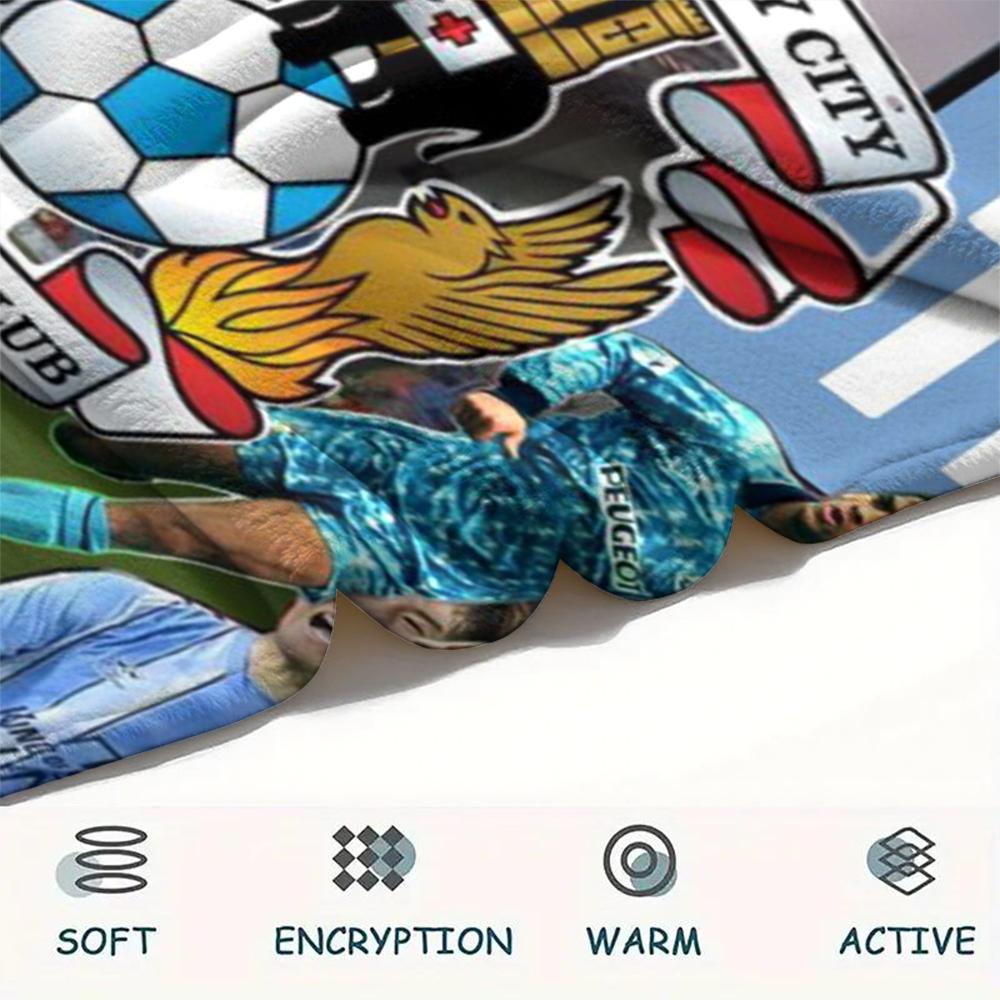 1PC Coventry City FC Print Flannel Blanket, High Quality Comfortable for All Seasons, Home Decor, Warmth and Comfort, Perfect for Christmas Gifts