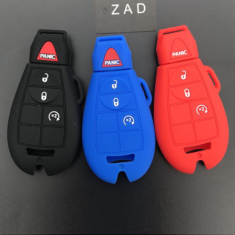 ZAD silicone rubber car key cover case skin shell protect holder set for jeep for Chrysler Fobik for Dodge Ram 3button keyles