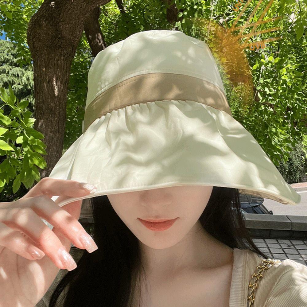 Cloth Sunscreen Fisherman Hat Large Brim Women Bucket Hat Simple Sun Protection Hat  Girl