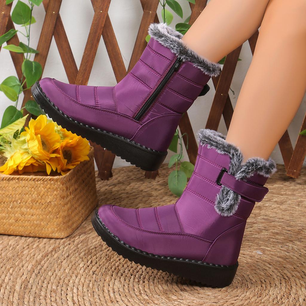 Winter Fleece and Thickened Snow Boots, Outdoor Warm Fleece Snow Cold-resistant and Comfortable Cotton Shoes
