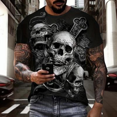 Magliette da Uomo Halloween Orrore Teschio Maglietta Uomo Casual Manica Corta Maglietta Oversize Hip Hop Streetwear Abbigliamento Uomo Maglietta