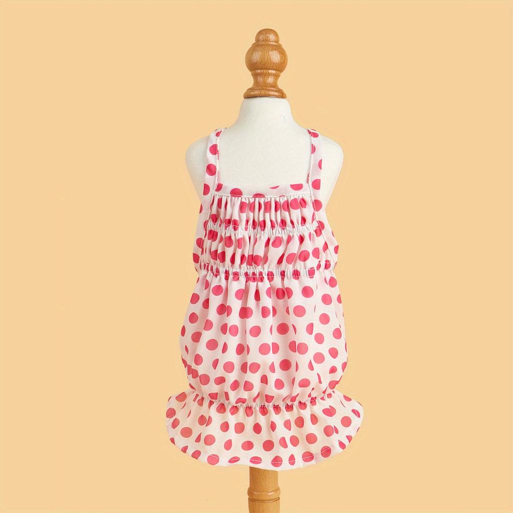 Colorful Polka Dot Dog Girl Sundress, Multi-Color Breathable Small Pet Dress, Cute Sleeveless Puppy Clothes Summer Apparel Skirt