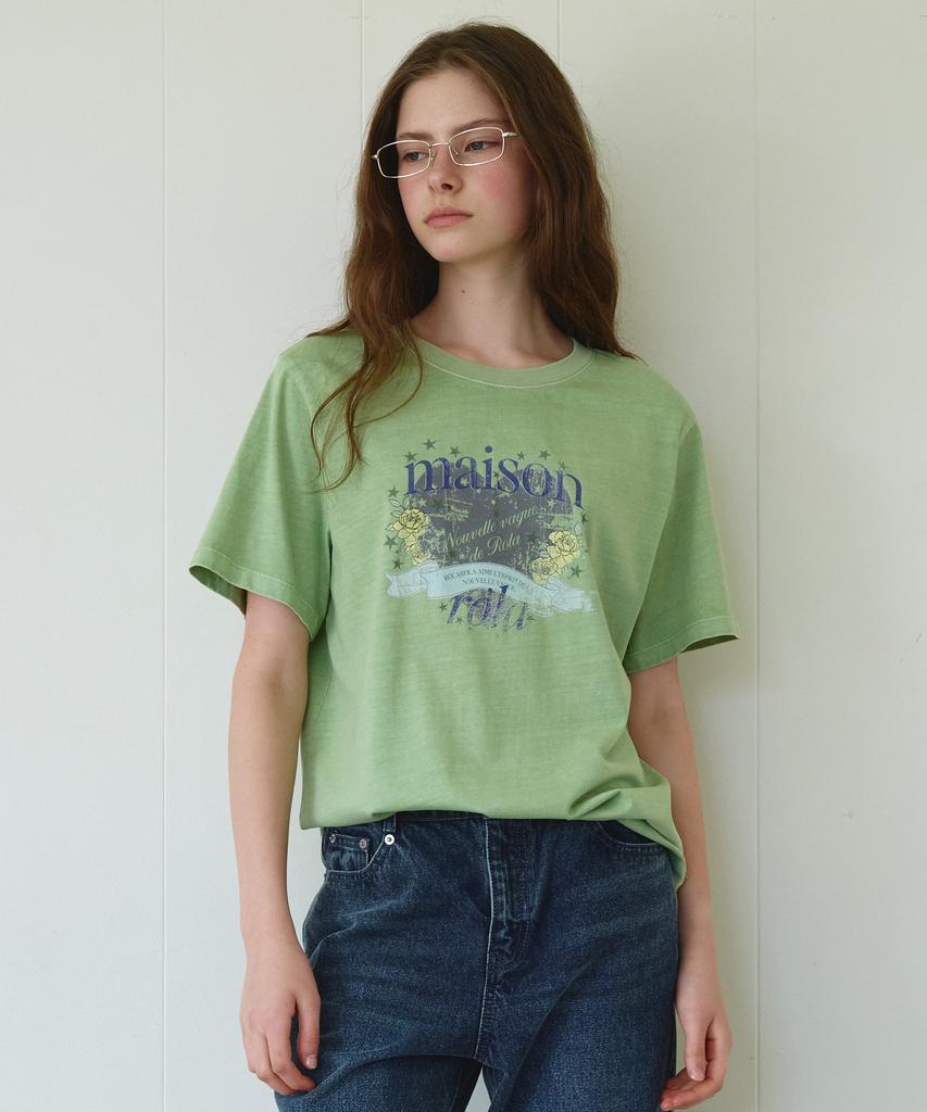 ROLAROLA Vintage Lettering Pigment T-Shirt D/Mint