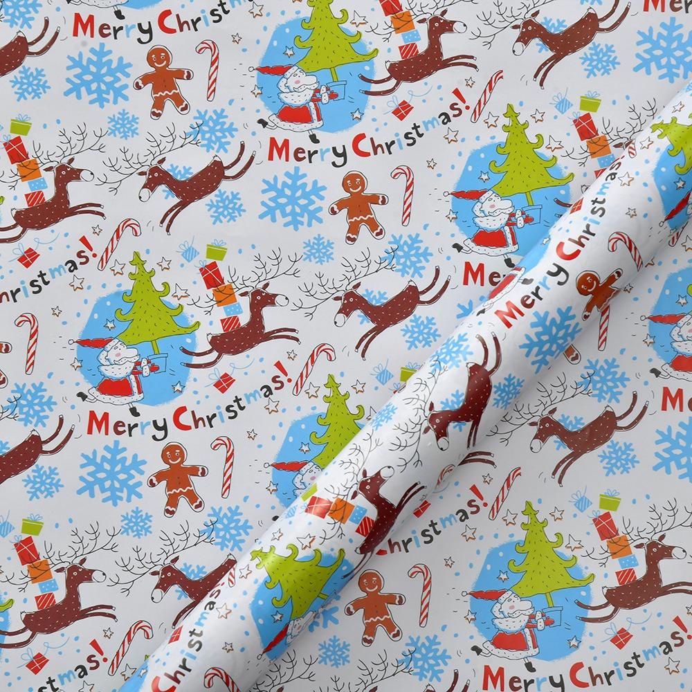 Fashion 50x70cm Packaging Paper Snowman/Santa Claus DIY Christmas Decoration Colorful Craft Wrapping Paper Sheets Roll Gift