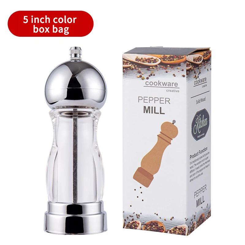 

Мельница для соли и перца, шейкер, регулируемая мельница грубого помола, прозрачный акриловый флакон для визуального помола, розовое золото, кухонные принадлежности серебряный