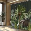 Jungle Safari Shower Curtain - Buffalo, Zebra & Crane, Vibrant Wildlife On Dark Green, Polyester, Stylish Bathroom Decor