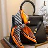 Orange Striped Horse Square Scarf Women's Natural Silk Scarf Casual Versatile Decoration Small Neck Scarf