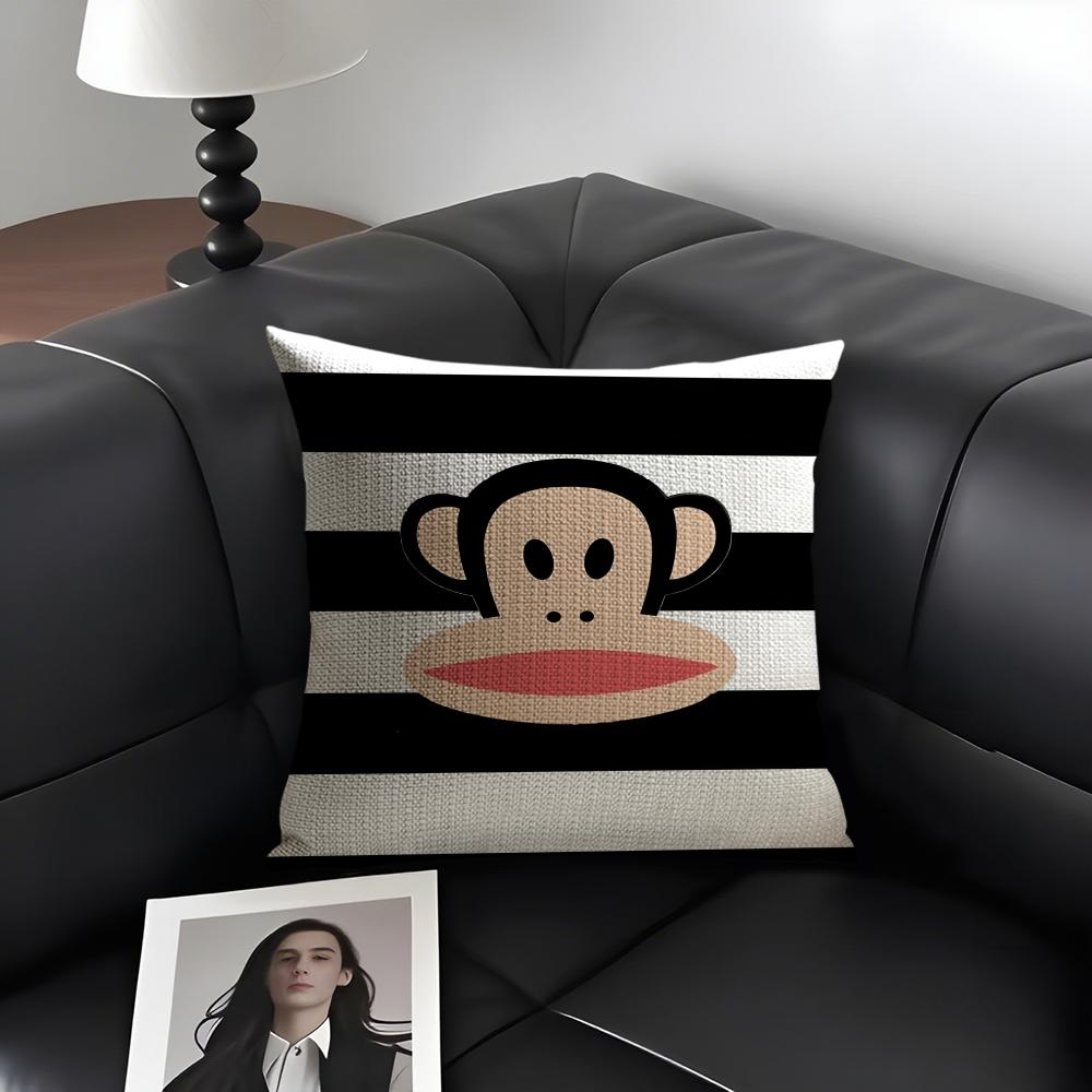 PPaul FFrank Cartoon Cushion Cover Natural Linen Organic Fabric DoubleSided Printing Sofa Home Decor Gift Pillow Case