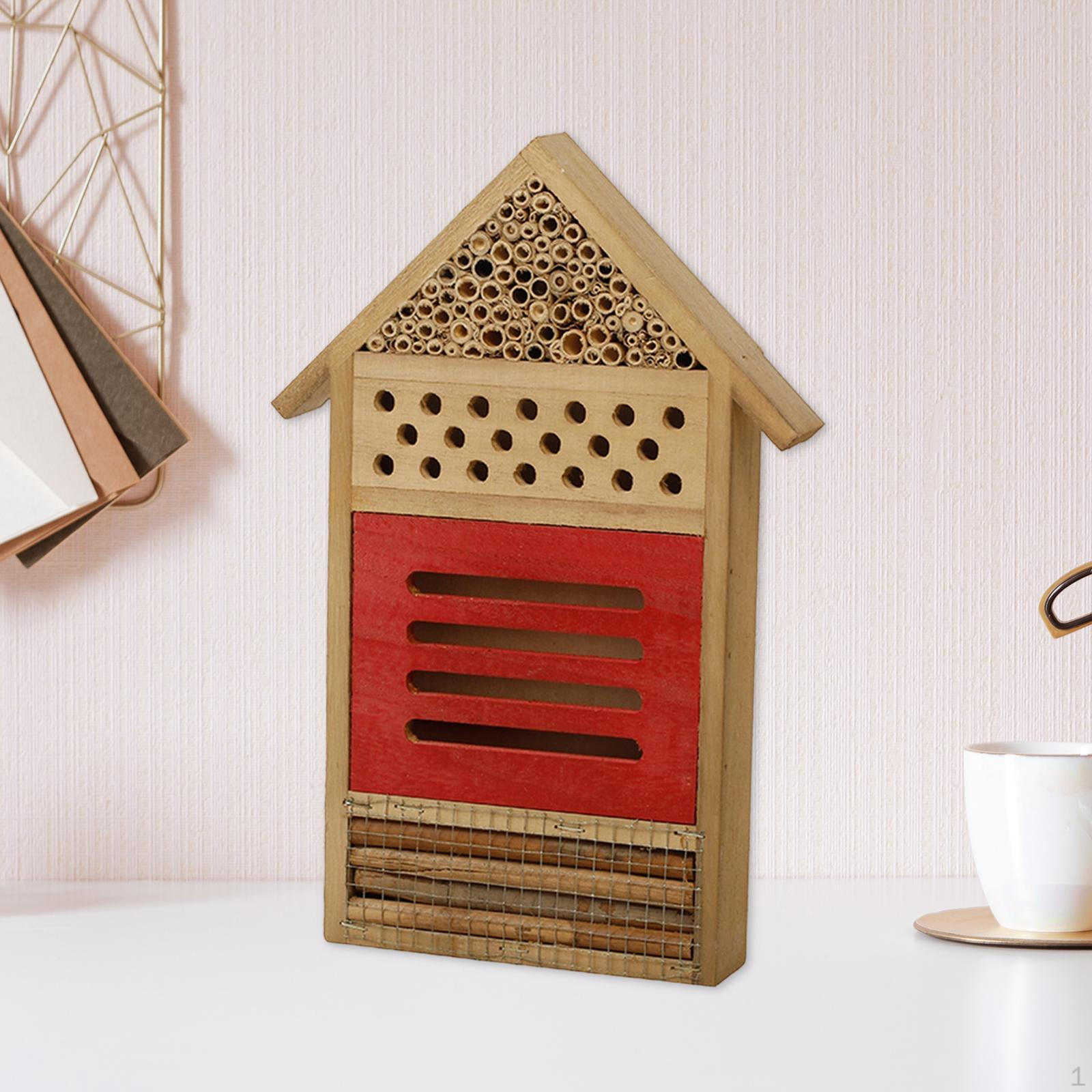 Bee House Nesting Box Butterfly for Yard Fence Outdoor Backyard 19.5x4x29.5cm