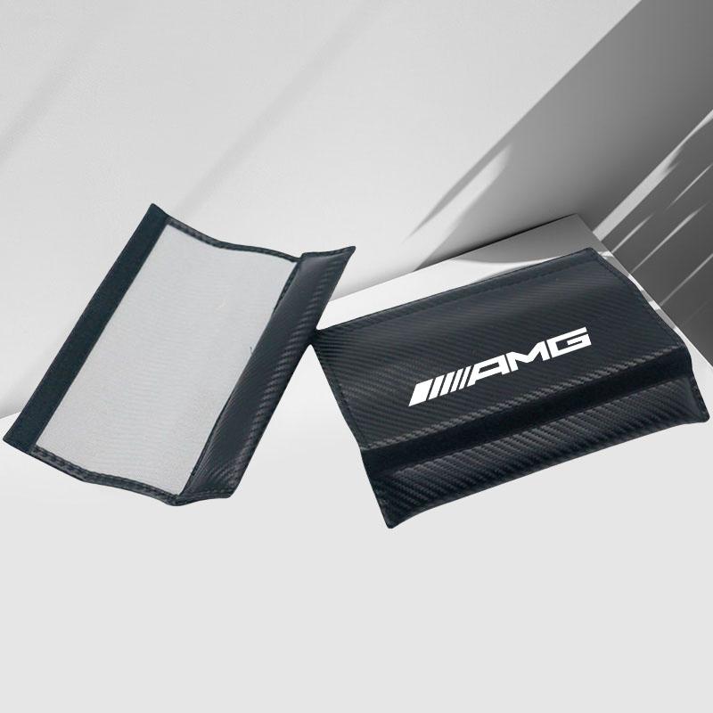 2Pcs Carbon Fiber Seat Belt Shoulder Cover Protection Pads for Mercedes Benz AMG W211 W212 W201 W210 W168 W220 Auto Accessories