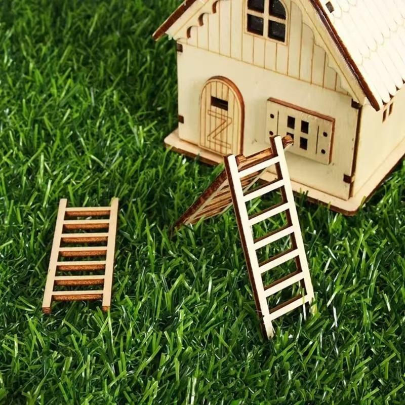 40pcs Natural Wood Miniature Ladder For Moss Landscape And Doll House Furniture Safe For Children Creative Pretend Play