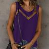 Women Vest Soft Breathable Fabric Sleeveless V-Neck Tops Loose Fit Pure Color Mesh Splicing Casual Tops Summer Work Party Wear