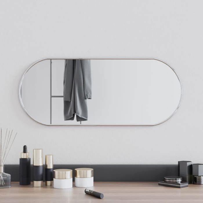 VidaXL Wall Mirror Makeup Mirror Vanity Cosmetic Bathroom Decoration Toilet Living Room Interior Silver 348190