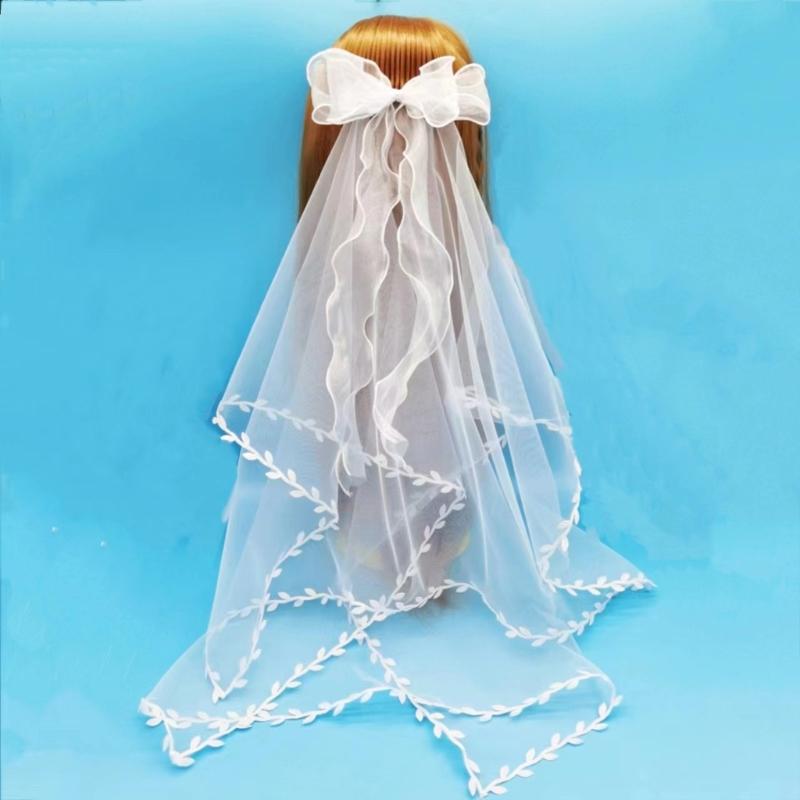 Wedding Tulle Bridal Layered Veil with Vine Trim&Bowknot Elegance Bride Supplies